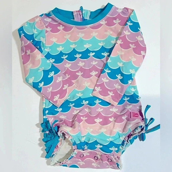 rufflebutts one piece rash guard size 12-18 months mermaid - Picture 2 of 6